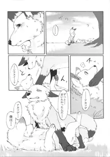 犬の腹を揉む狐, 日本語